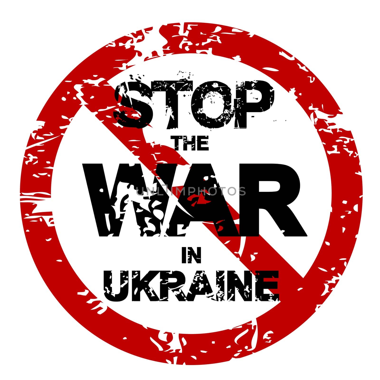 STOP THE WAR IN UKRAINE red grunge sign