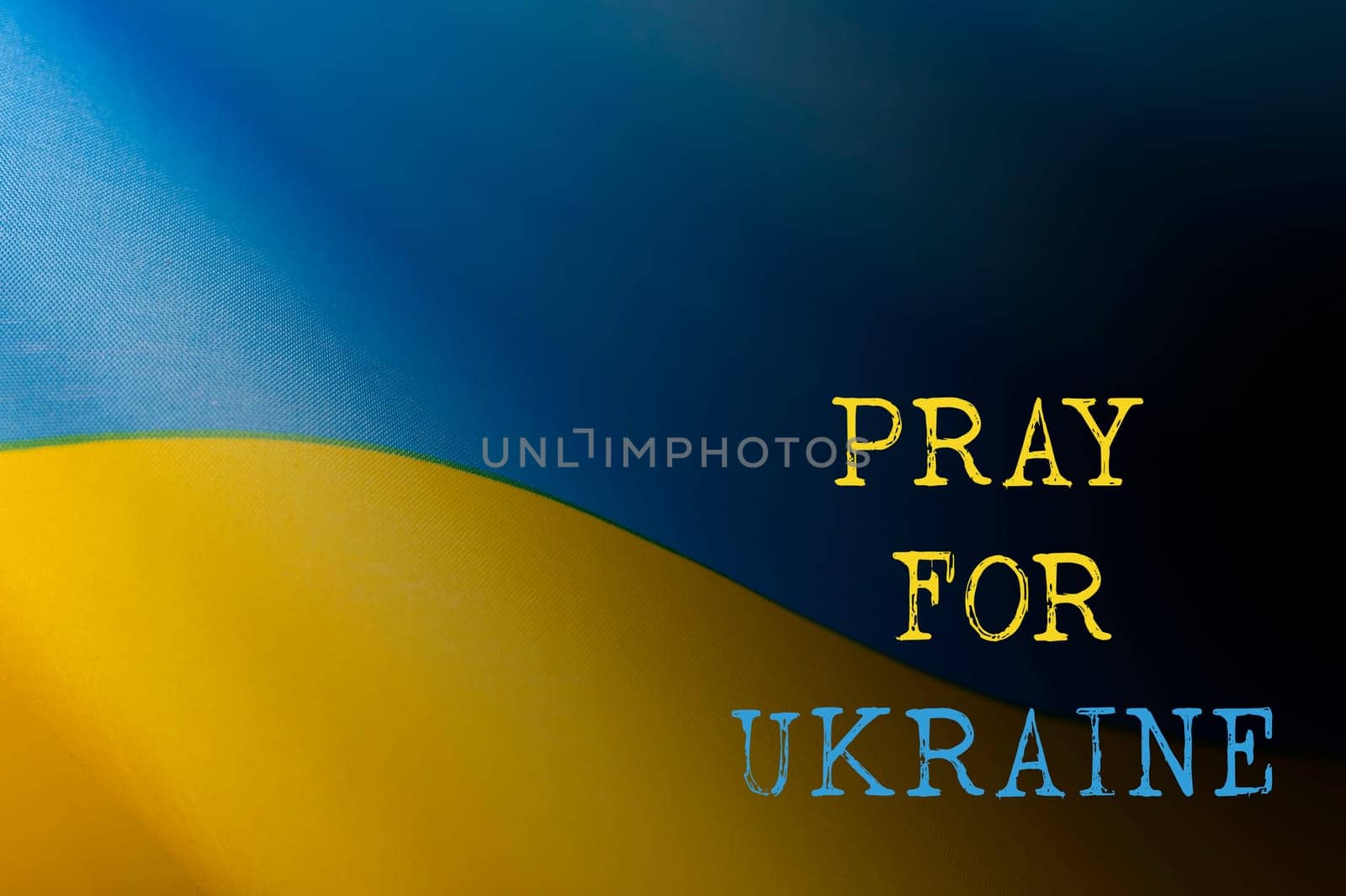 Pray for Ukraine concept background. National Ukrainian flag. Concept symbol of help support and no war in the country of Ukraine.
