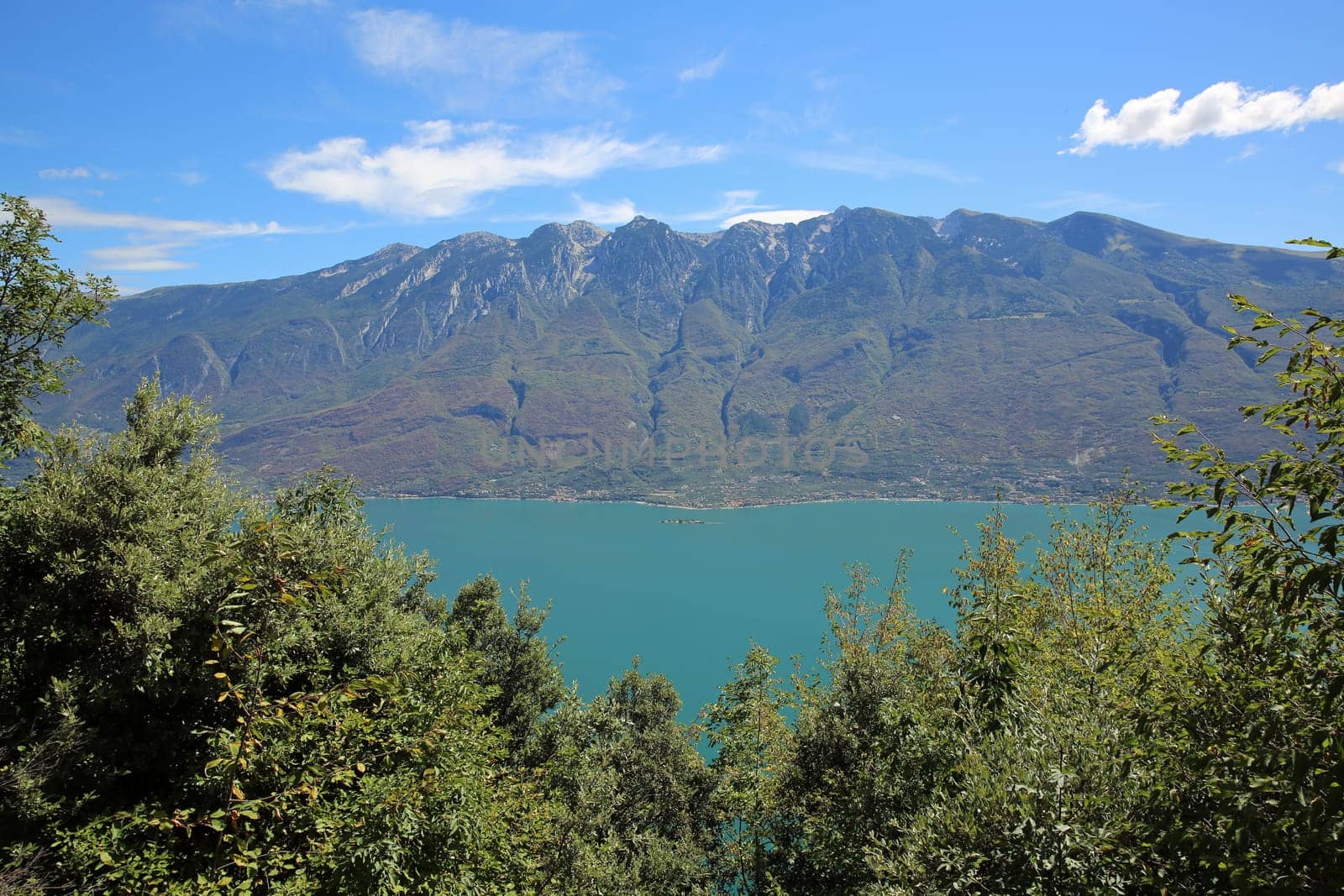 View from the westside of Lake Garda to Monte Baldo. Italy