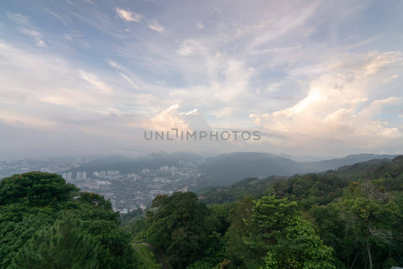 Pata Terubong town view from greenery hill in morning