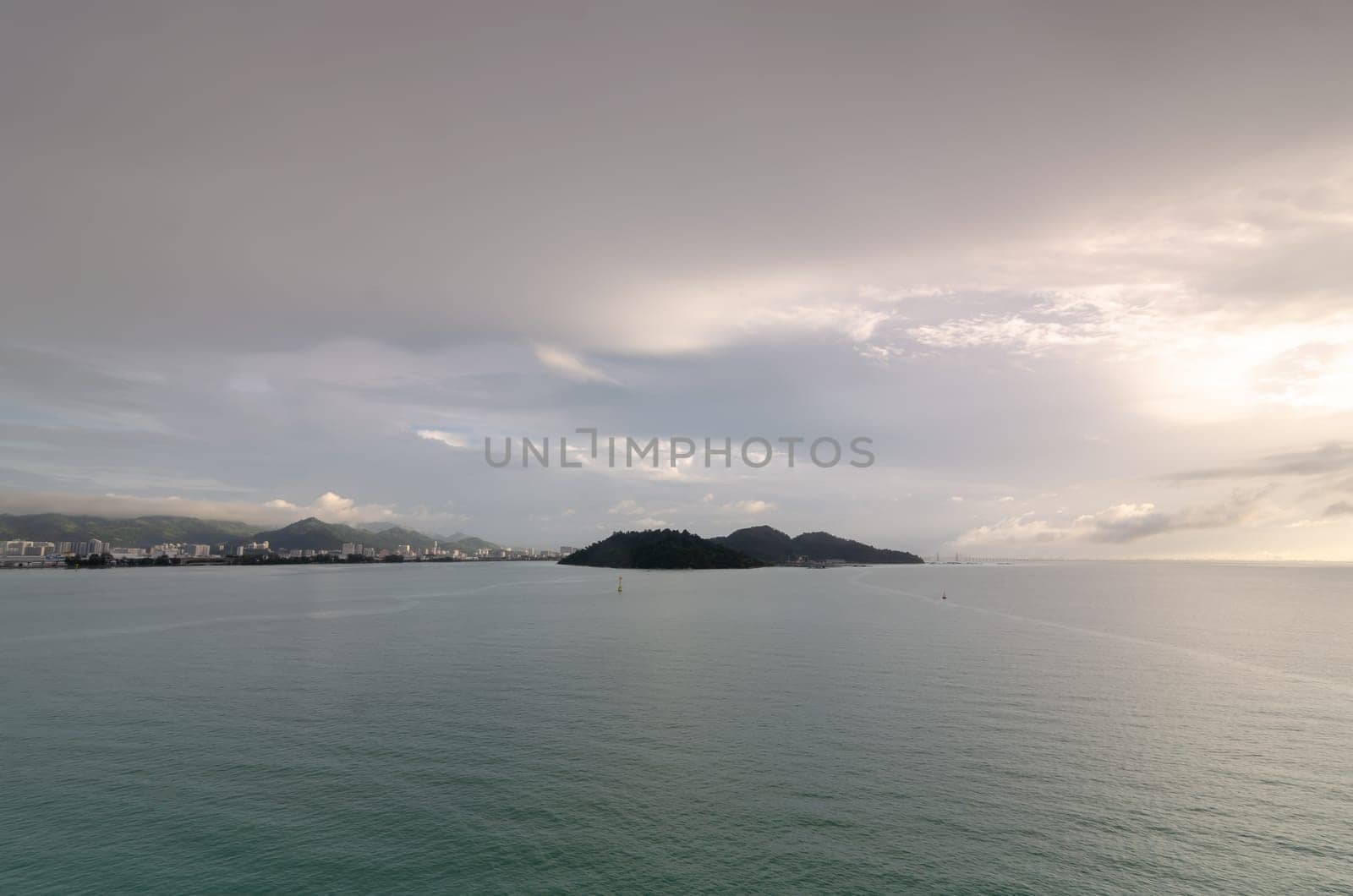 Pulau Jerejak and Pulau Pinang in overcast morning day