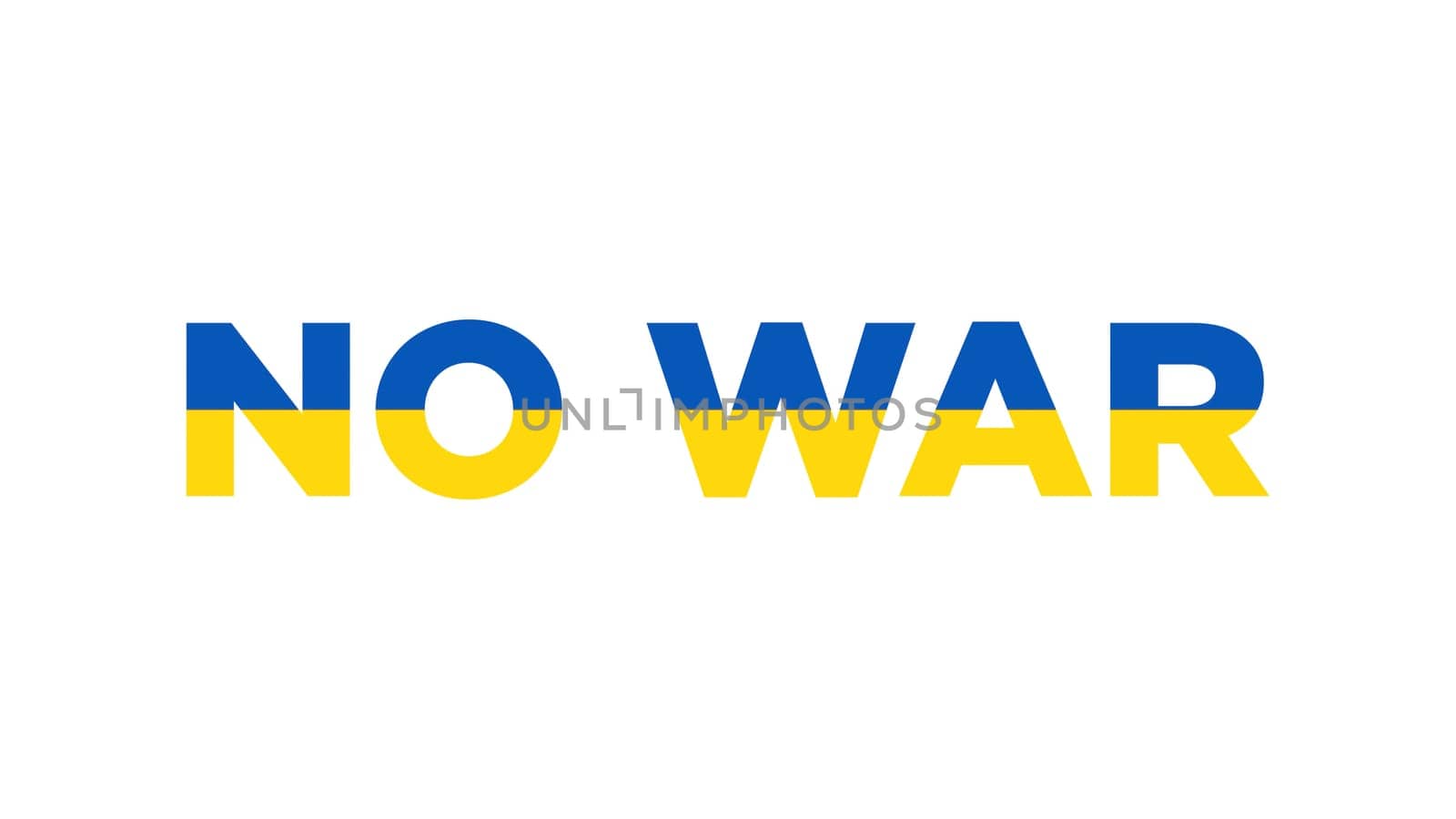 No war word in blue and yellow color in white background