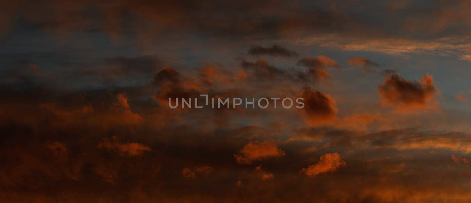panoramic yellow sunset with clouds