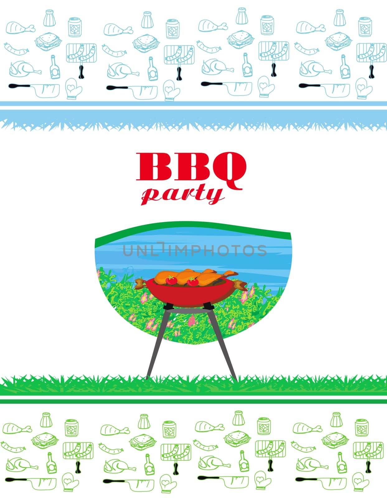 BBQ party invitation template - lake party