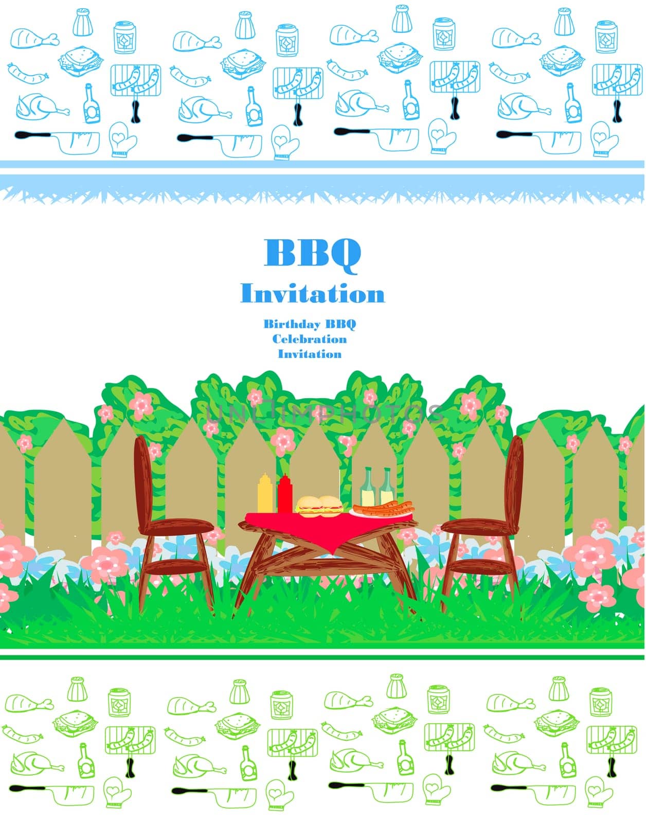 BBQ party invitation template - garden party