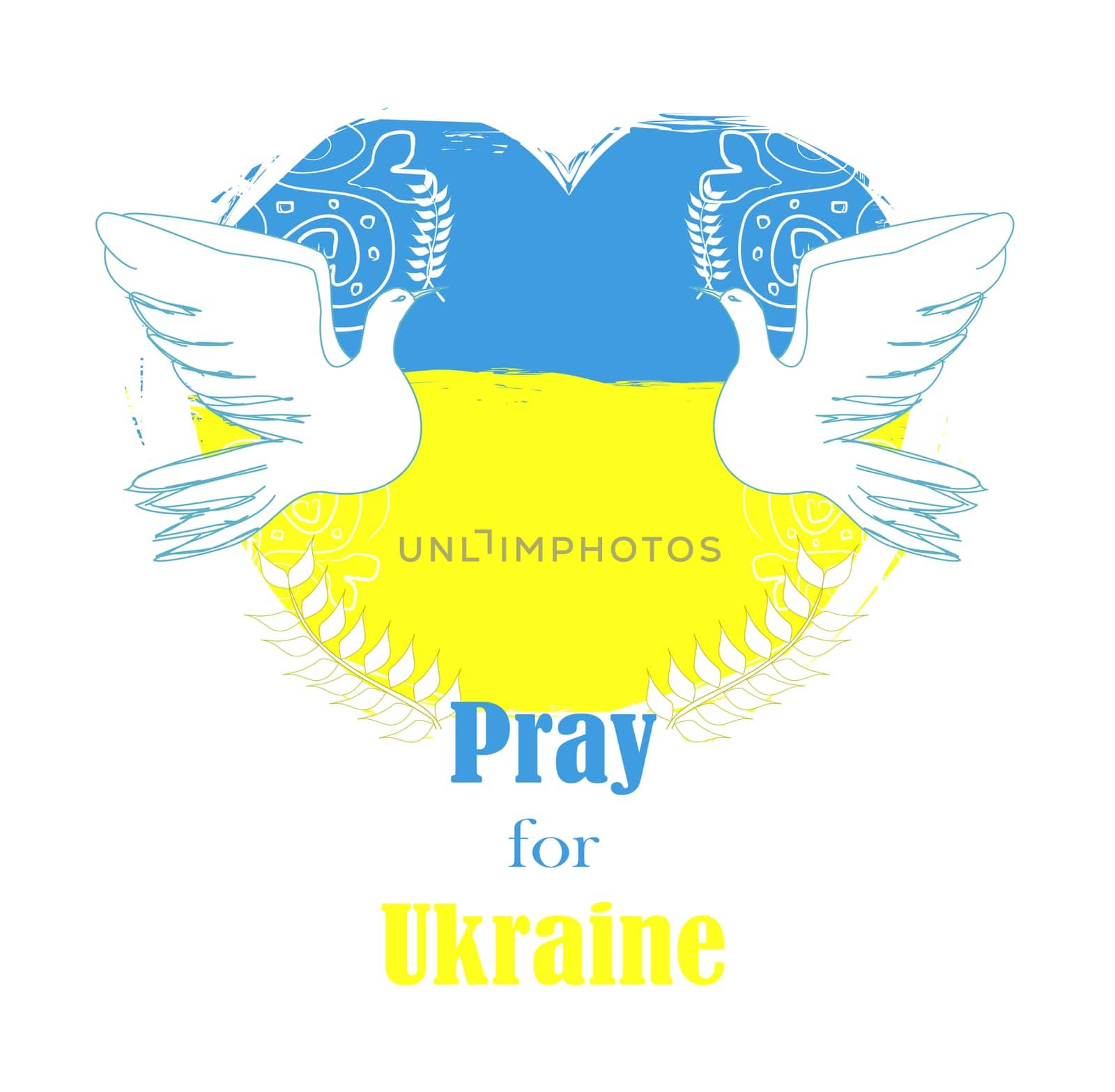 Symbol of peace, dove bird on the background of the flag of Ukraine - banner
