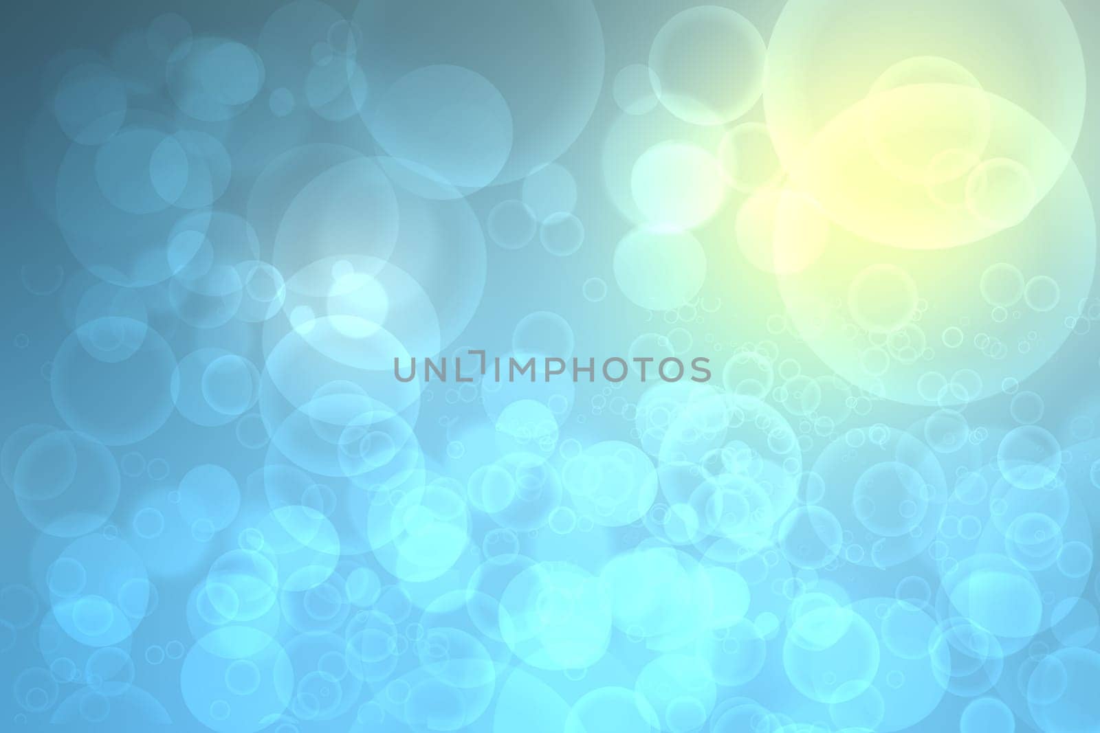 Hello spring background. Abstract bright spring or summer landscape texture with natural blue yellow bokeh lights sun, flowers and bright sunny rays. Copy space.