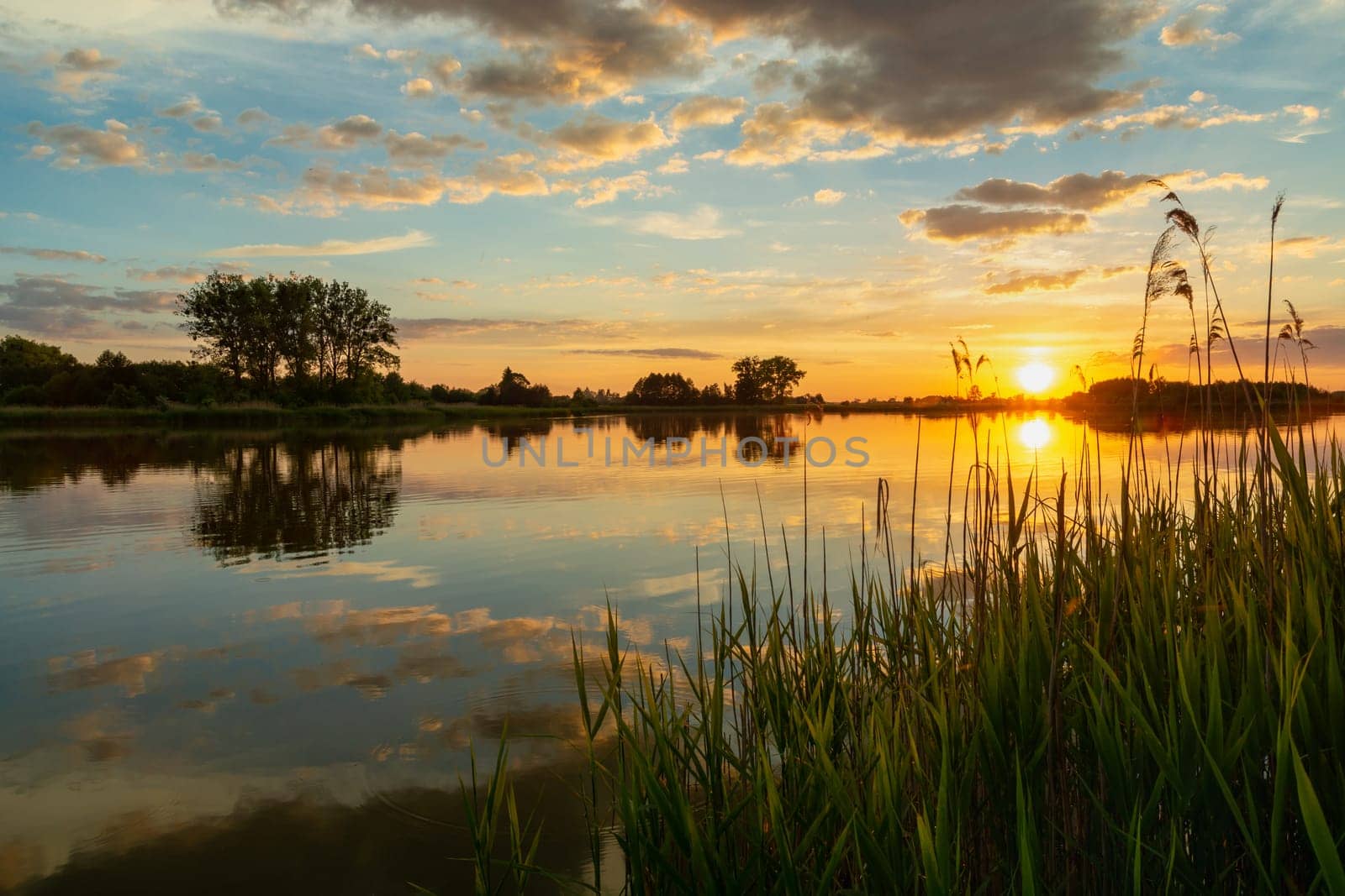 Sunset over the lake, Stankow, Lubelskie, Poland