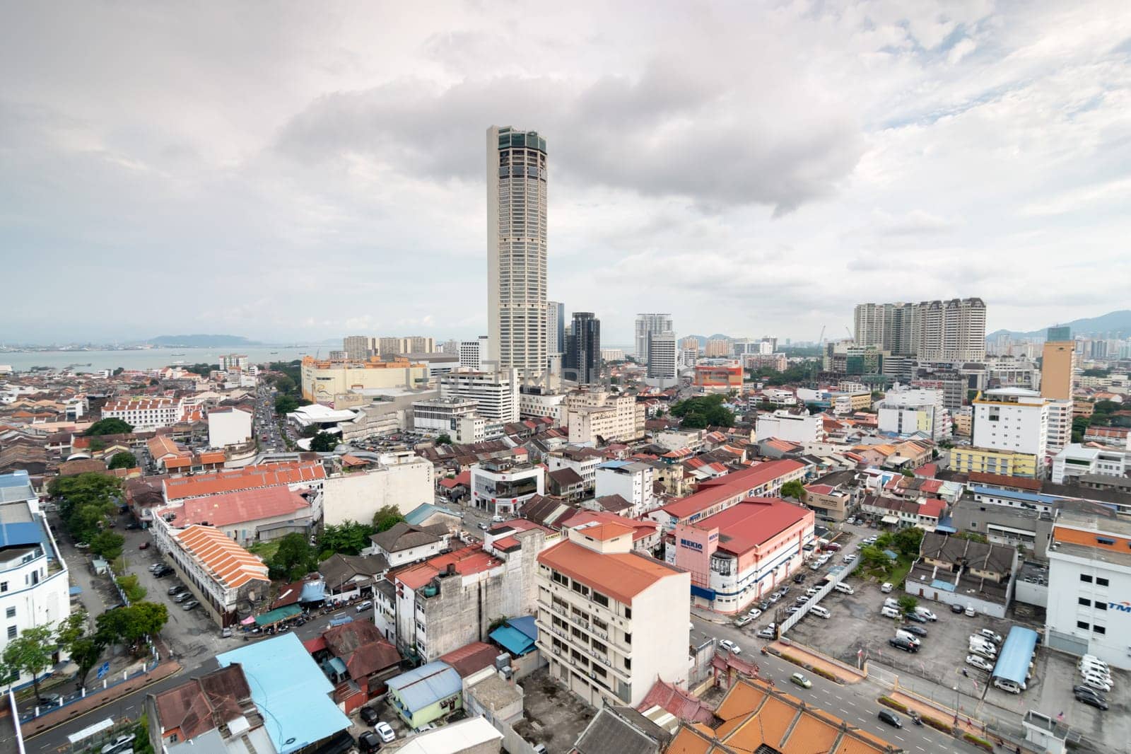 Butterworth, Penang, Malaysia - Sep 18 2017: KOMTAR building at the Georgetown in cloudy day