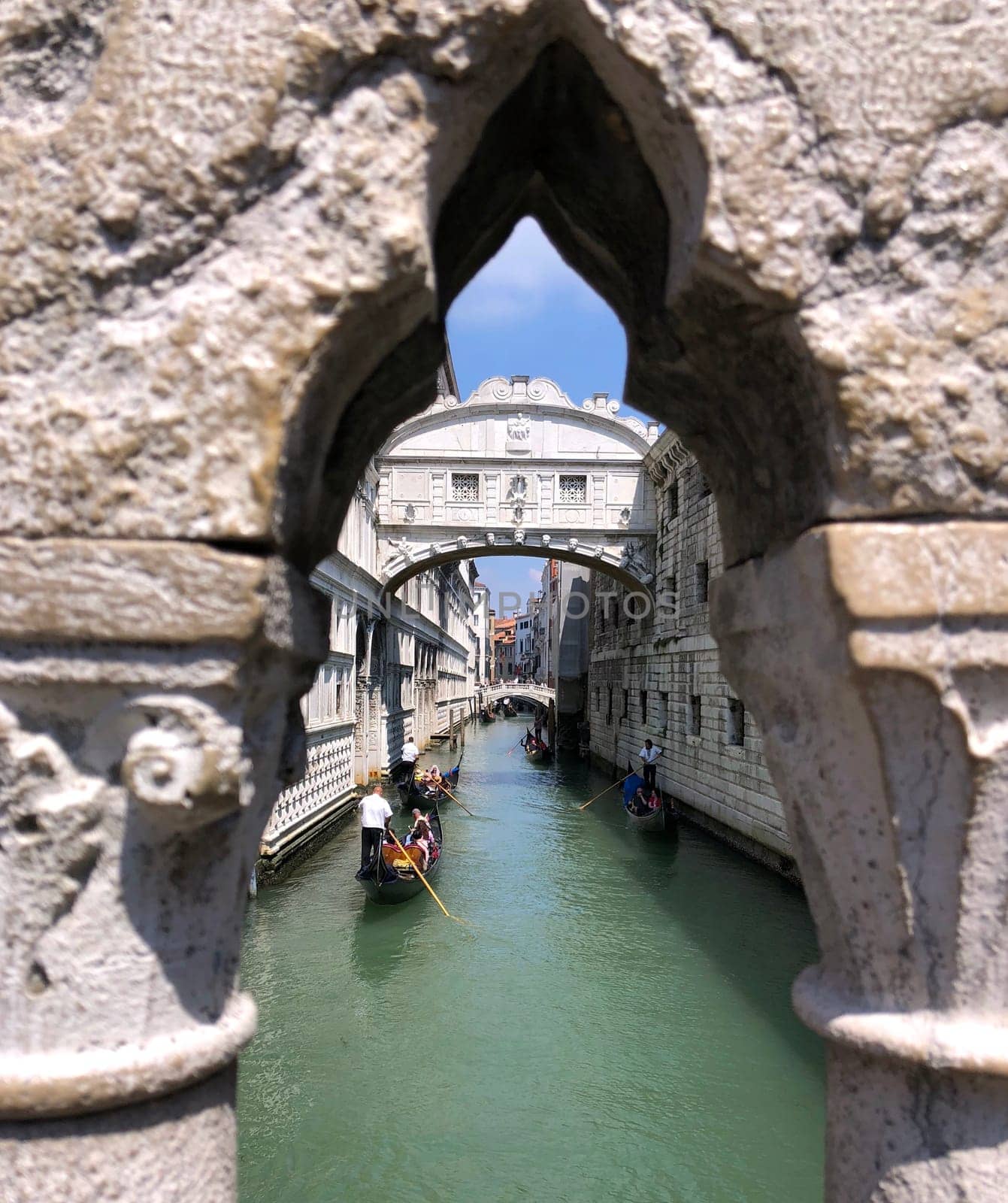 Bridge of Sighs & Canals of Venice with Venetian gondolas