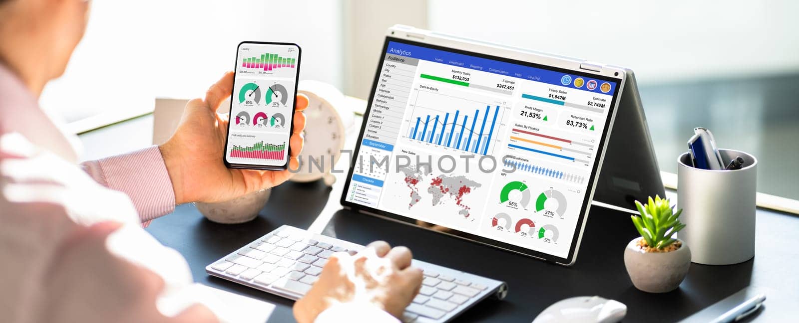 Digital Data Technology. KPI Business Dashboard Technology