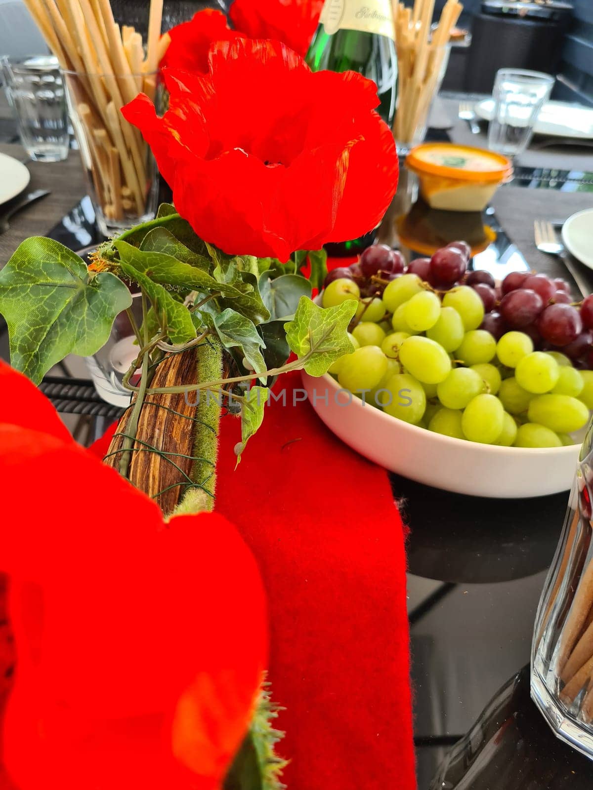 Green and rose grapes background