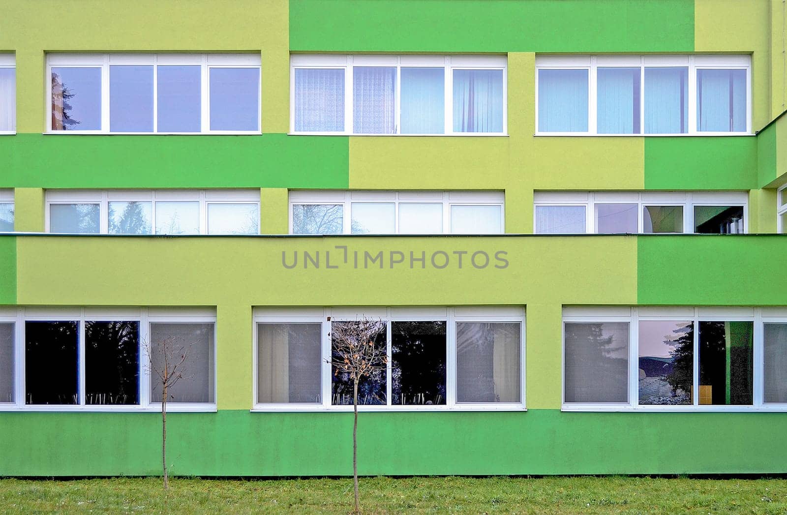 Colorful wall  on school building