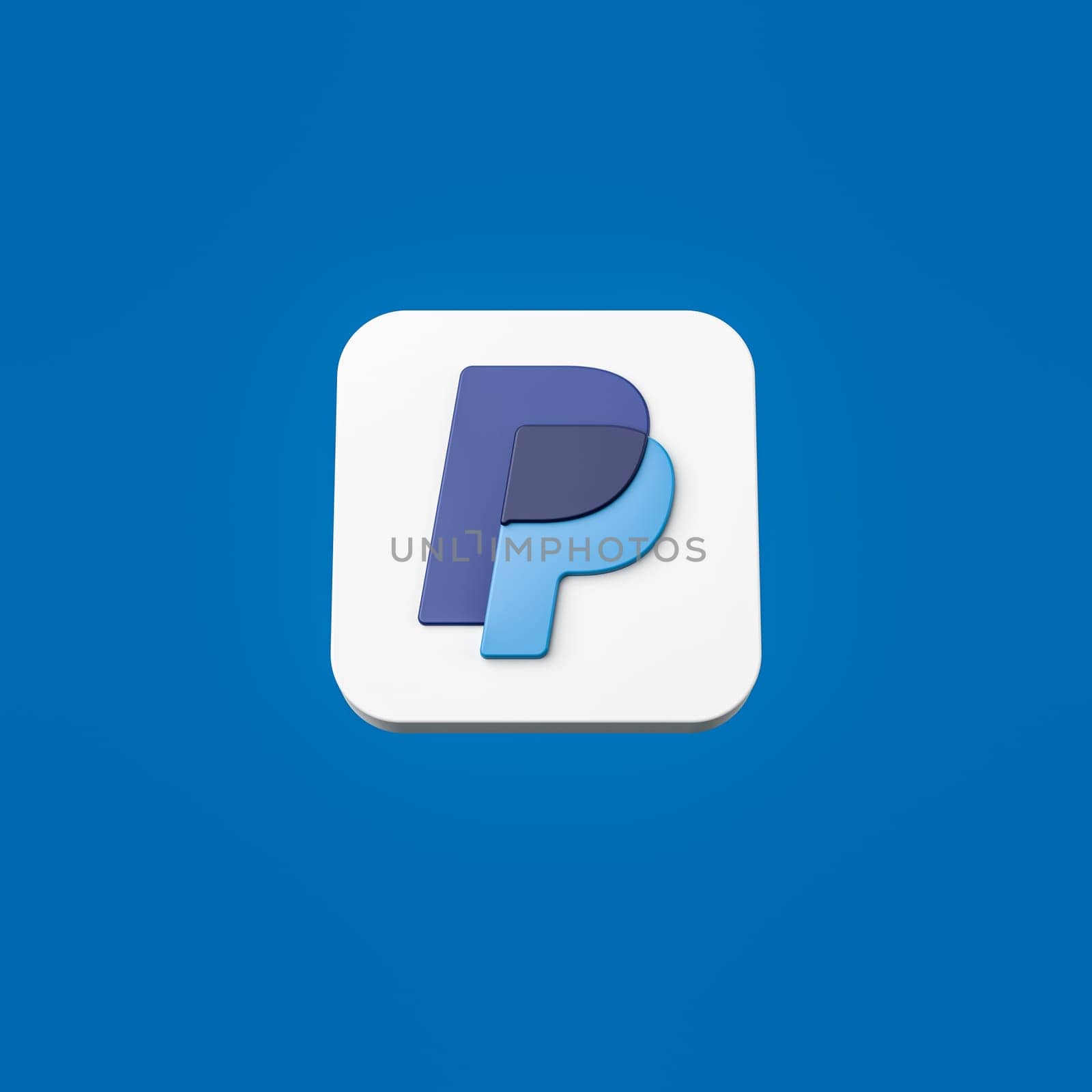 Paypal Logo Icon 3D Shape Isolated on Flat Blue Background with Shadow 3D Illustration