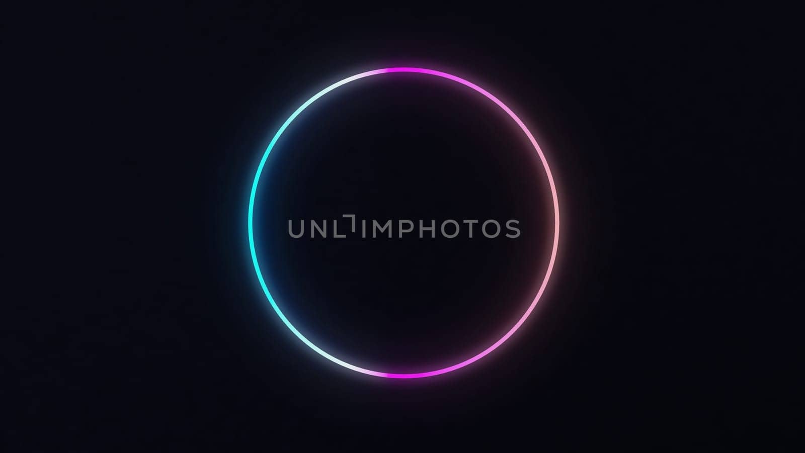 Product display area concept created with neon circular rings on black background 3D rendering