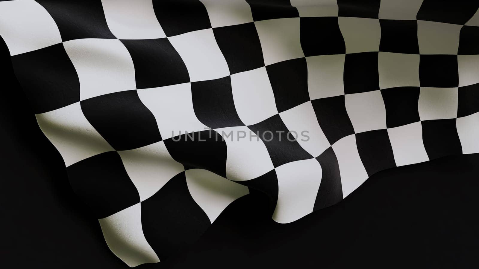 Black and white Checkered racing flag 3D rendering
