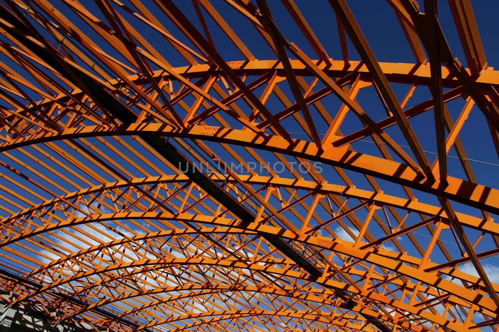 steel truss roof for building construction. background