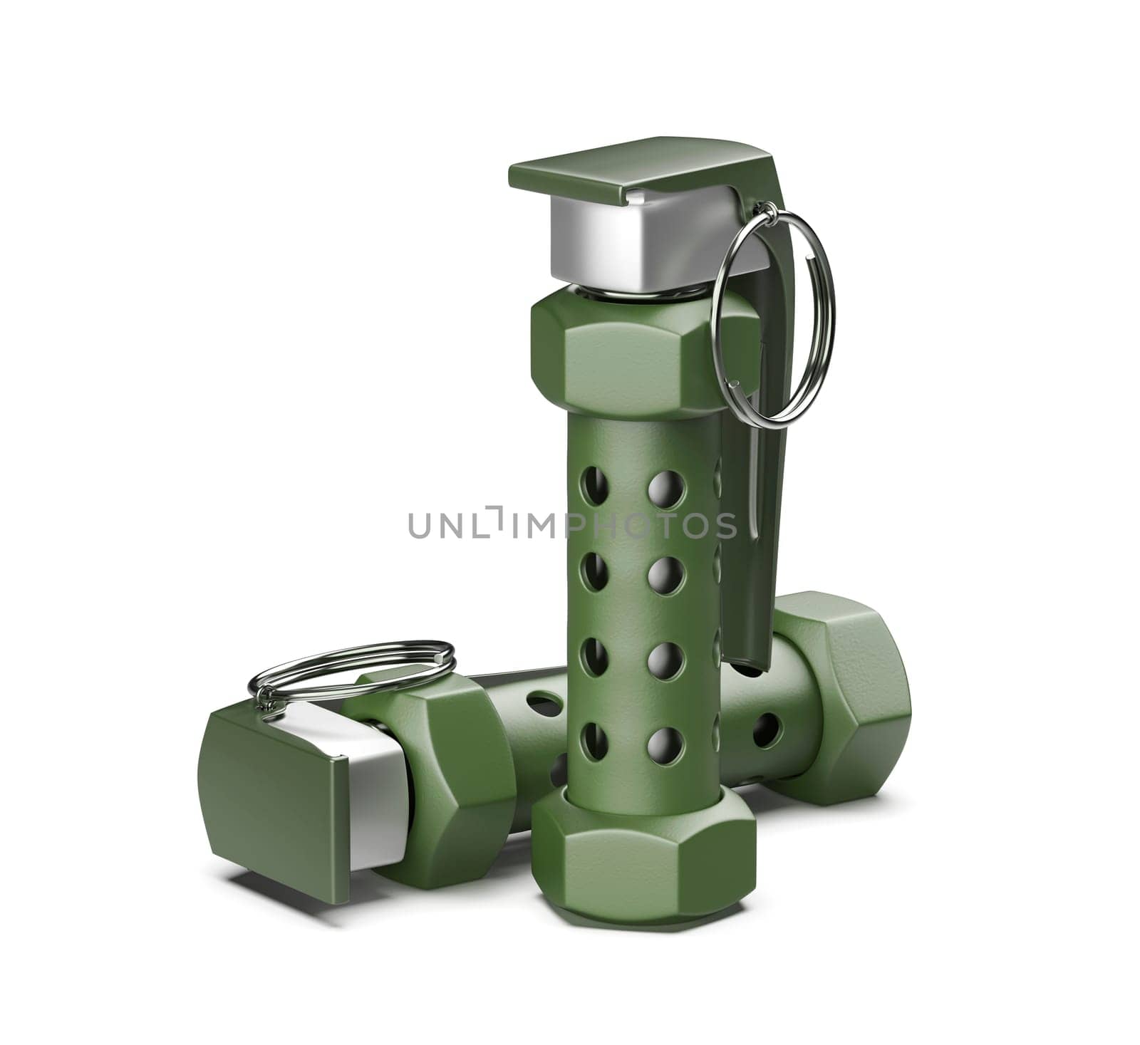 Flash grenades on white background