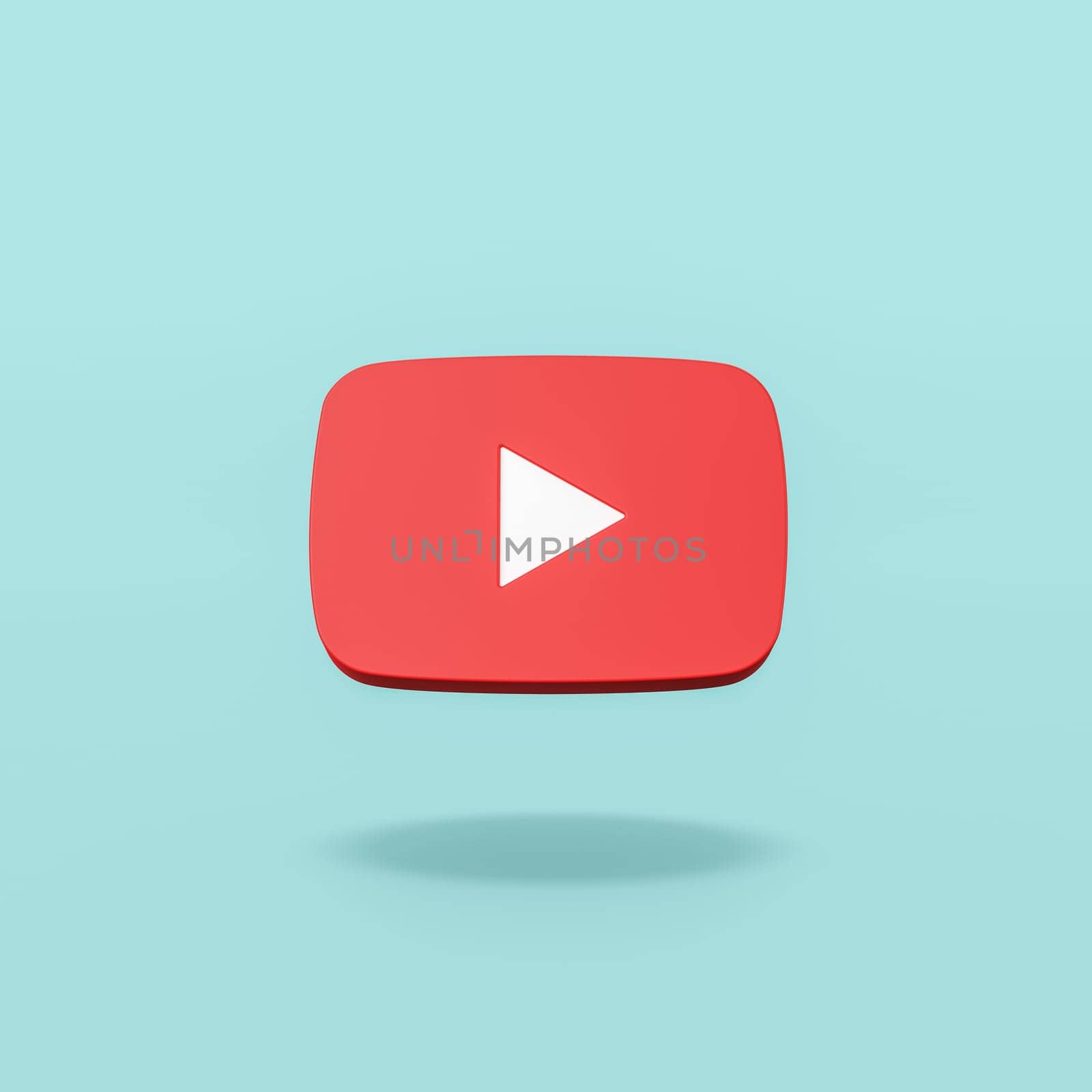Youtube Logo 3D Shape Isolated on Flat Blue Background with Shadow 3D Illustration