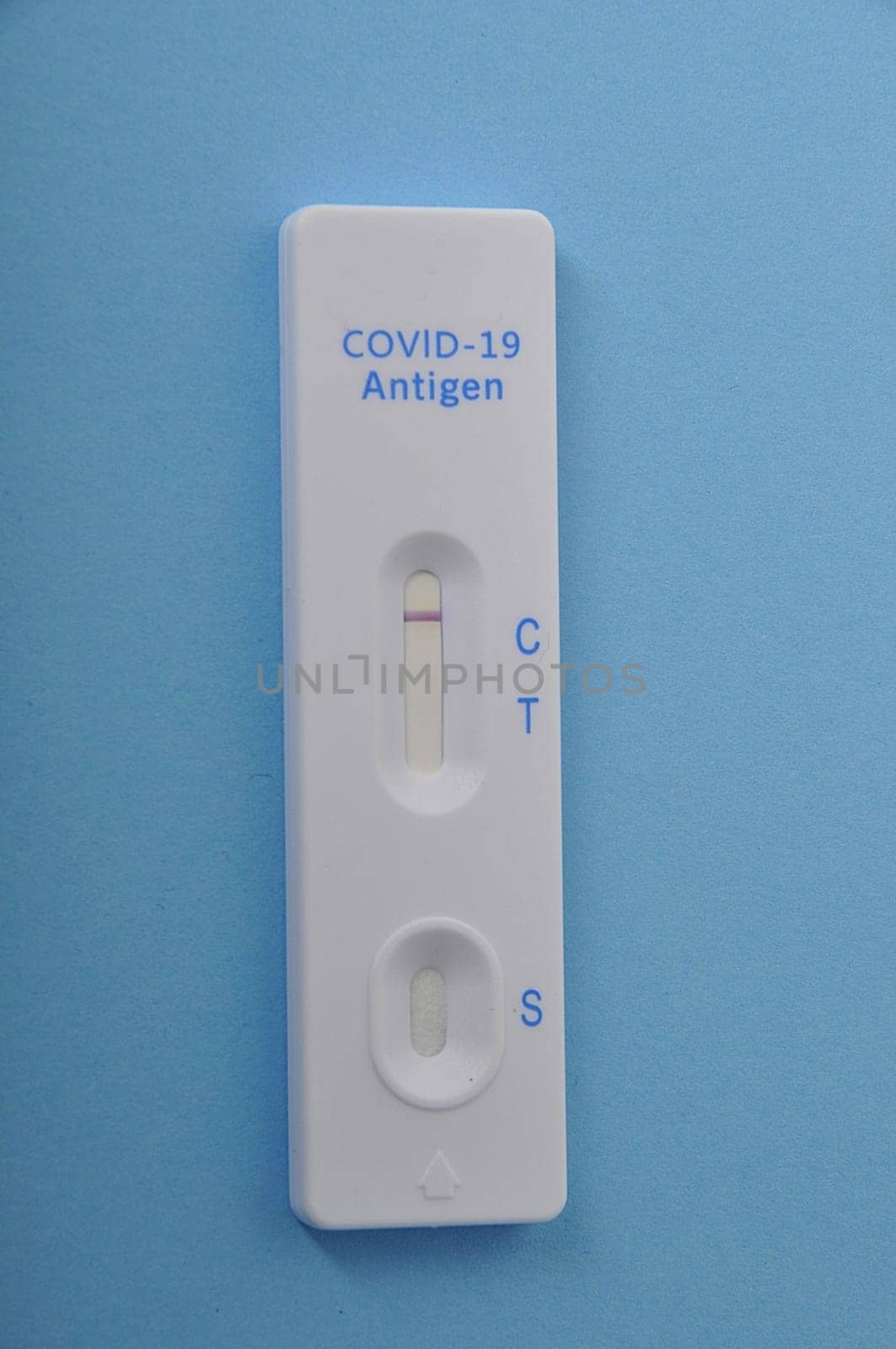 covid-19 self-test on a blue background