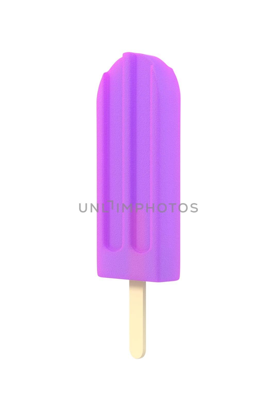 Colorful popsicle icecream on stick. Isolated on white background. Delicious bright colored fruity summer dessert. Graphic design element for menu, scrapbooking, poster, flyer. 3D illustration
