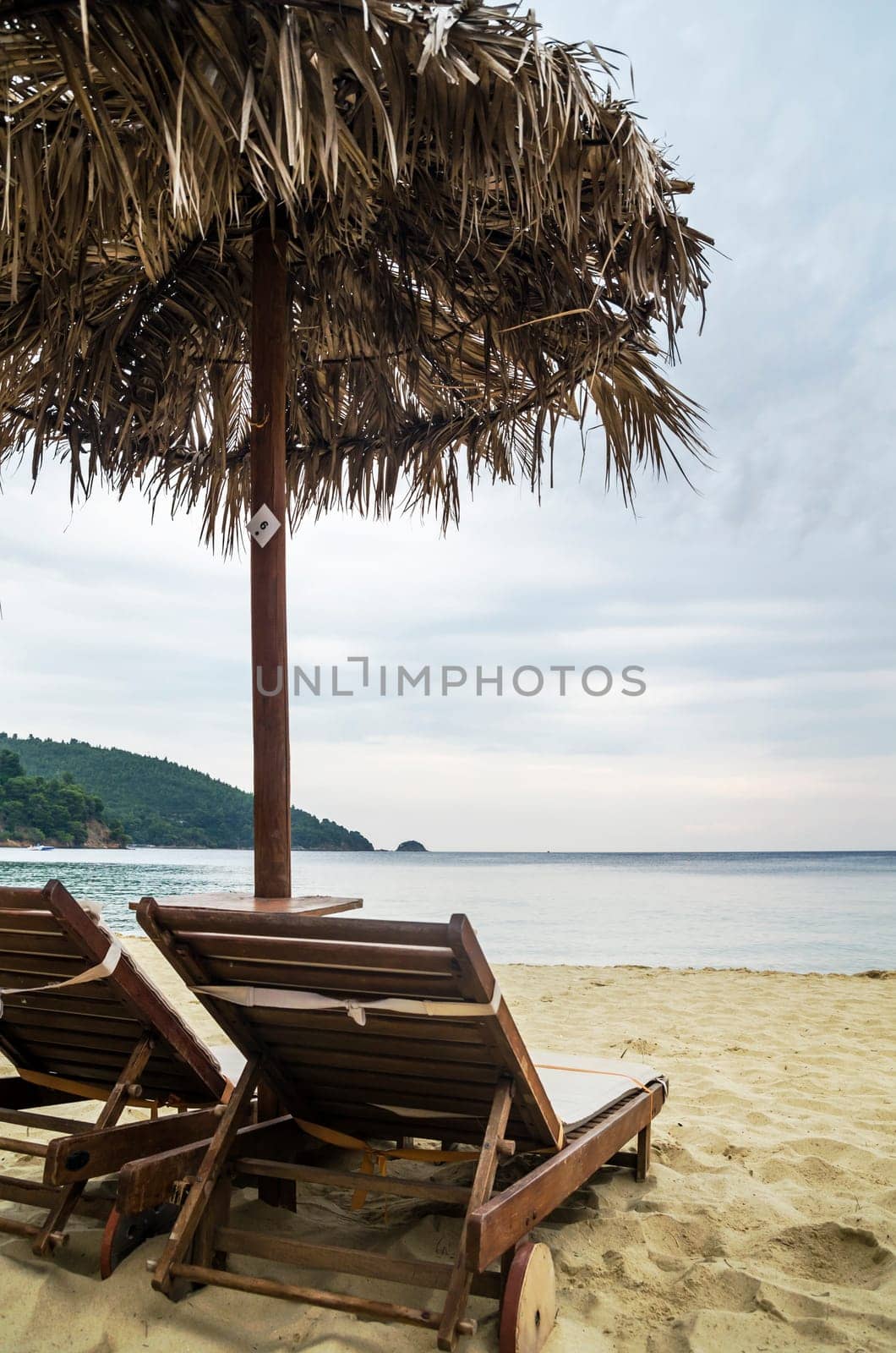 Parasols at the sandy beach