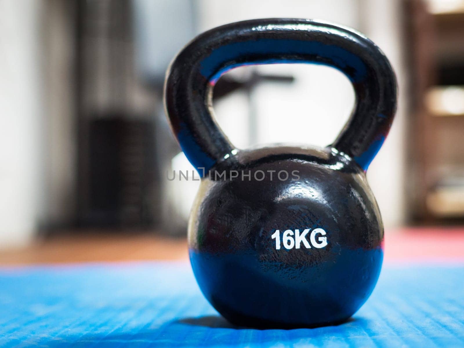 16 kg kettlebell at a gym. Weight lifting concept.