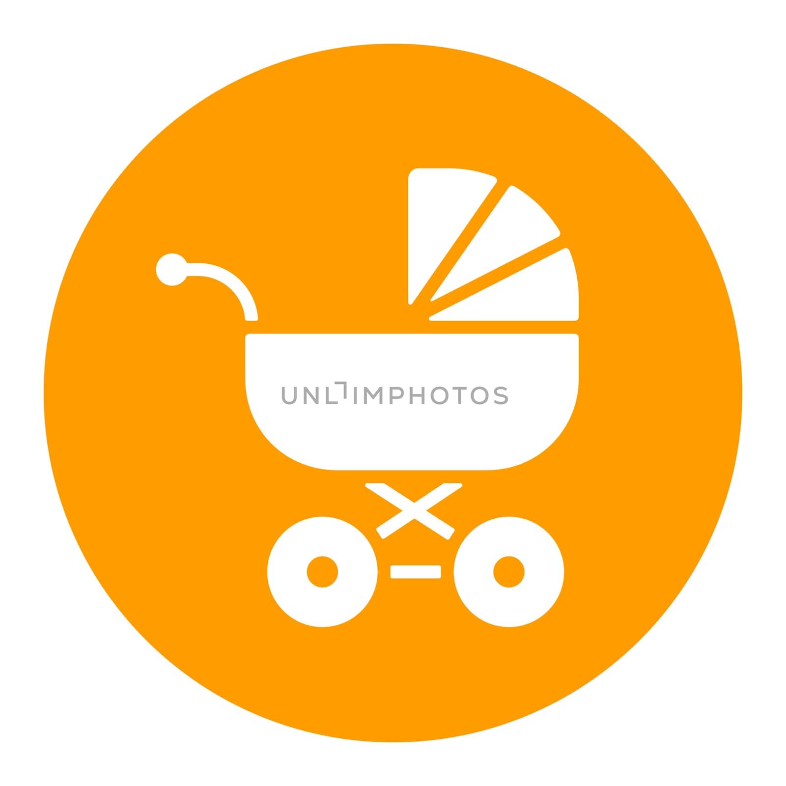 Stroller baby, carriage isolated vector glyph icon. Graph symbol for children and newborn babies web site and apps design, logo, app, UI