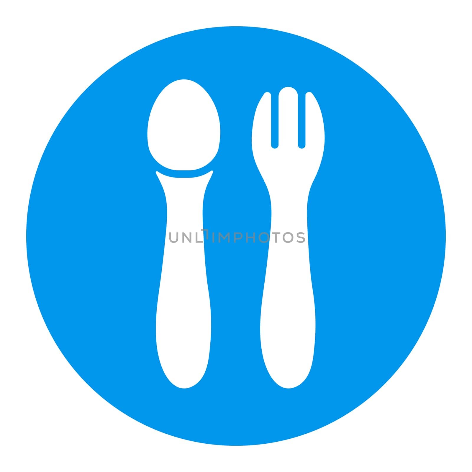 Spoon and fork for baby isolated vector glyph icon. Graph symbol for children and newborn babies web site and apps design, logo, app, UI