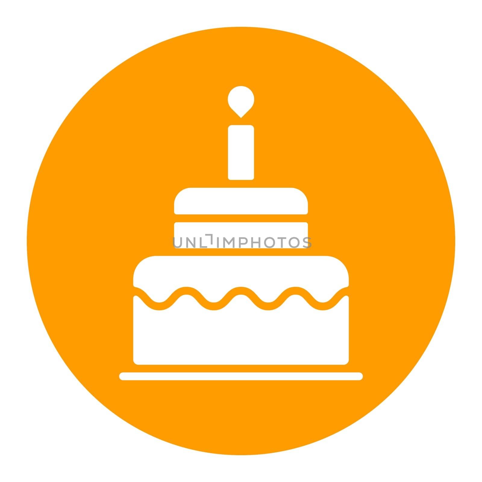 Birthday cake vector glyph icon. Graph symbol for children and newborn babies web site and apps design, logo, app, UI