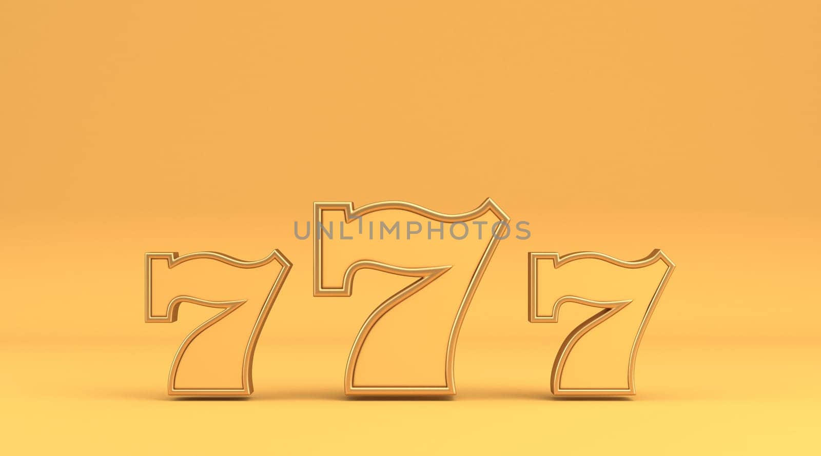 Yellow 777 sign 3D rendering illustration isolated on yellow background