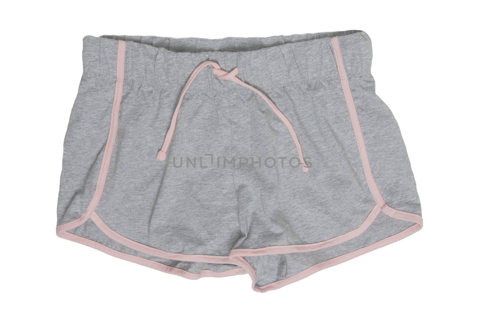 Night gown isolated. Close-up of a gray pink female sexy nightwear summer shorts isolated on a white background. Fashionable night wear or nighties.