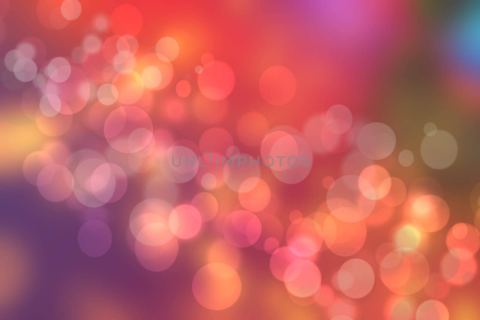 Abstract blurred fresh vivid spring summer light delicate pastel yellow pink magenta orange bokeh background texture with bright circular soft color lights and stars. Beautiful backdrop illustration.