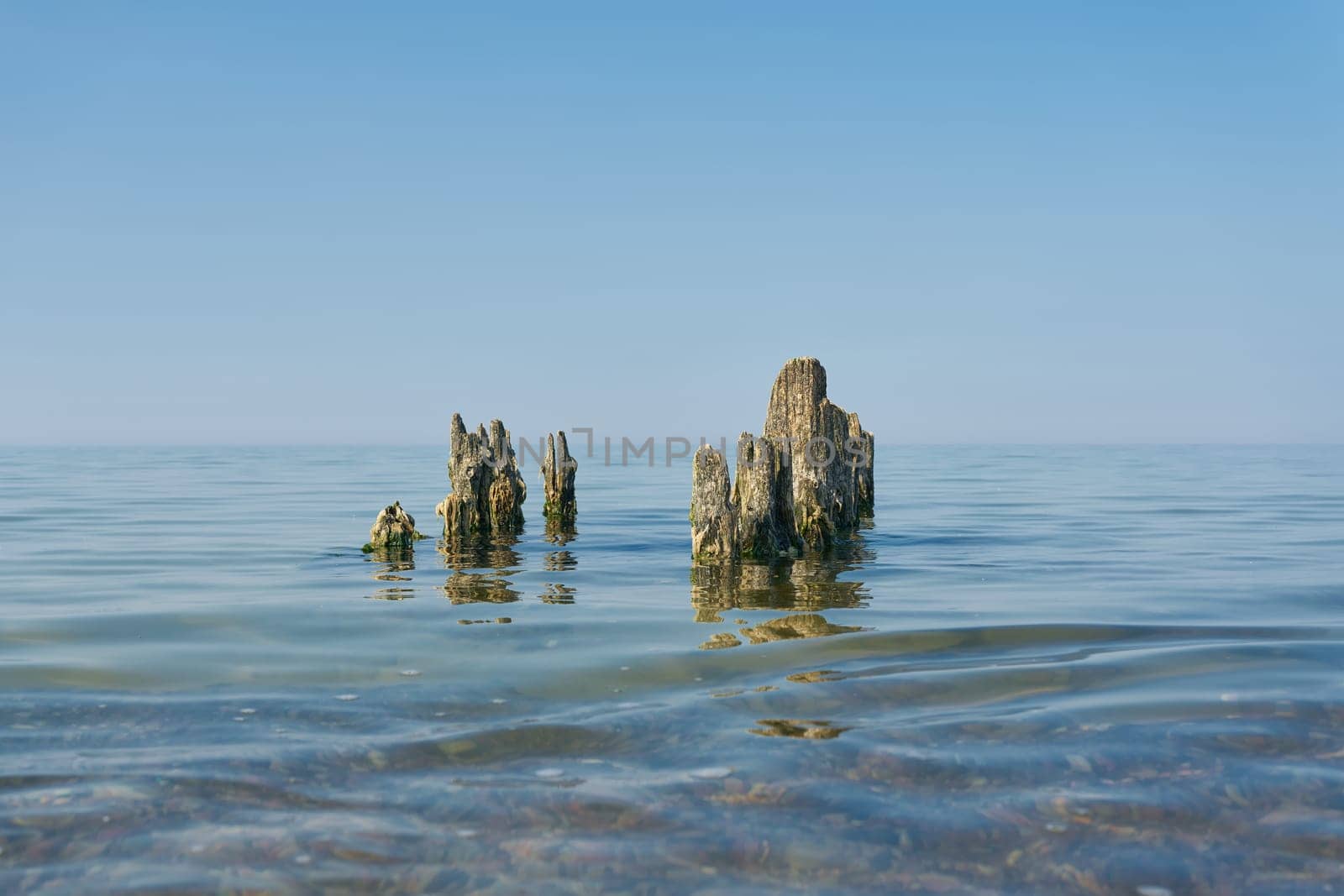 Breakwater on the beach of Kolobrzeg on the Polish Baltic coast