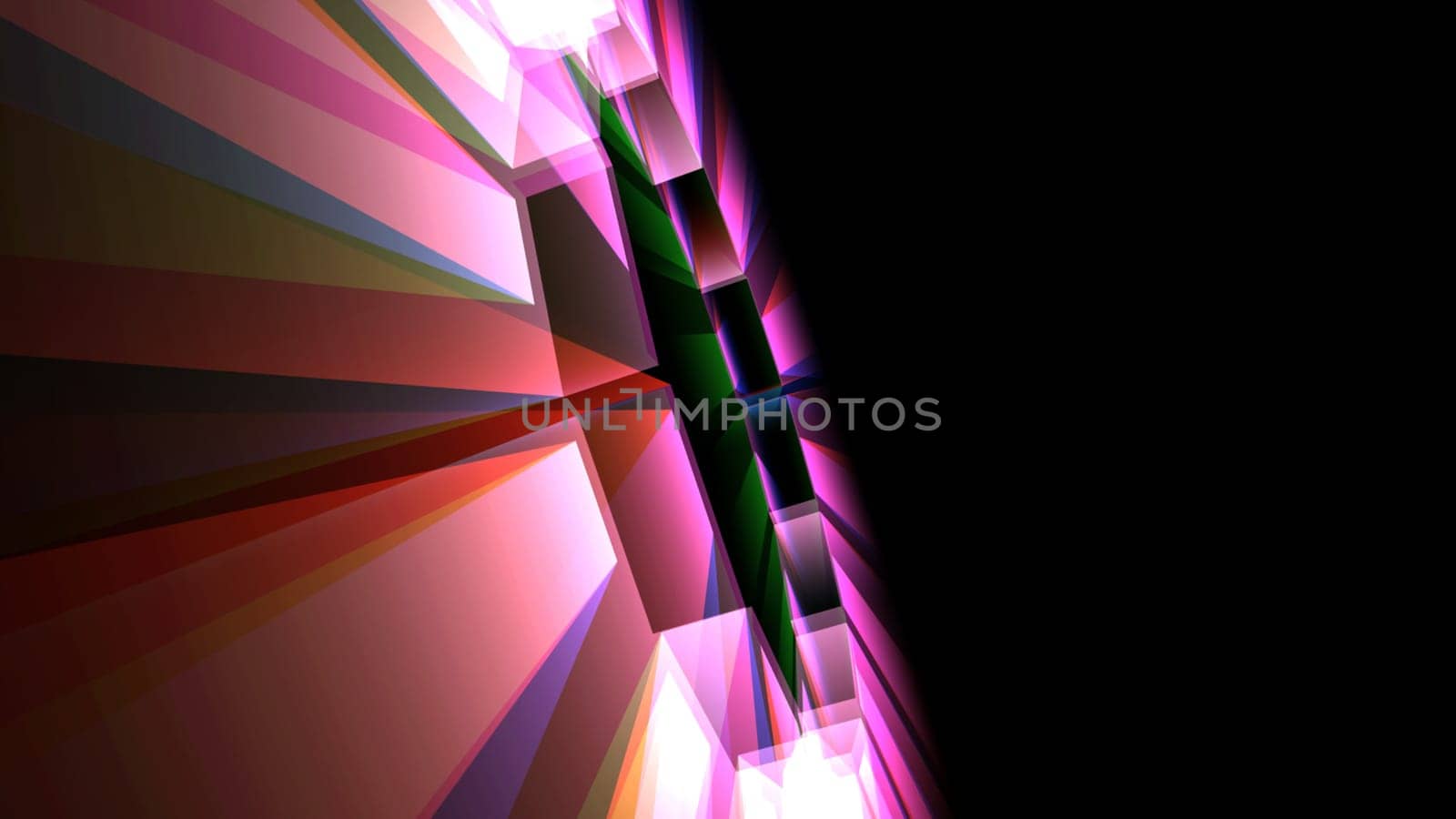 3D illustration of  neon glow geometrical object