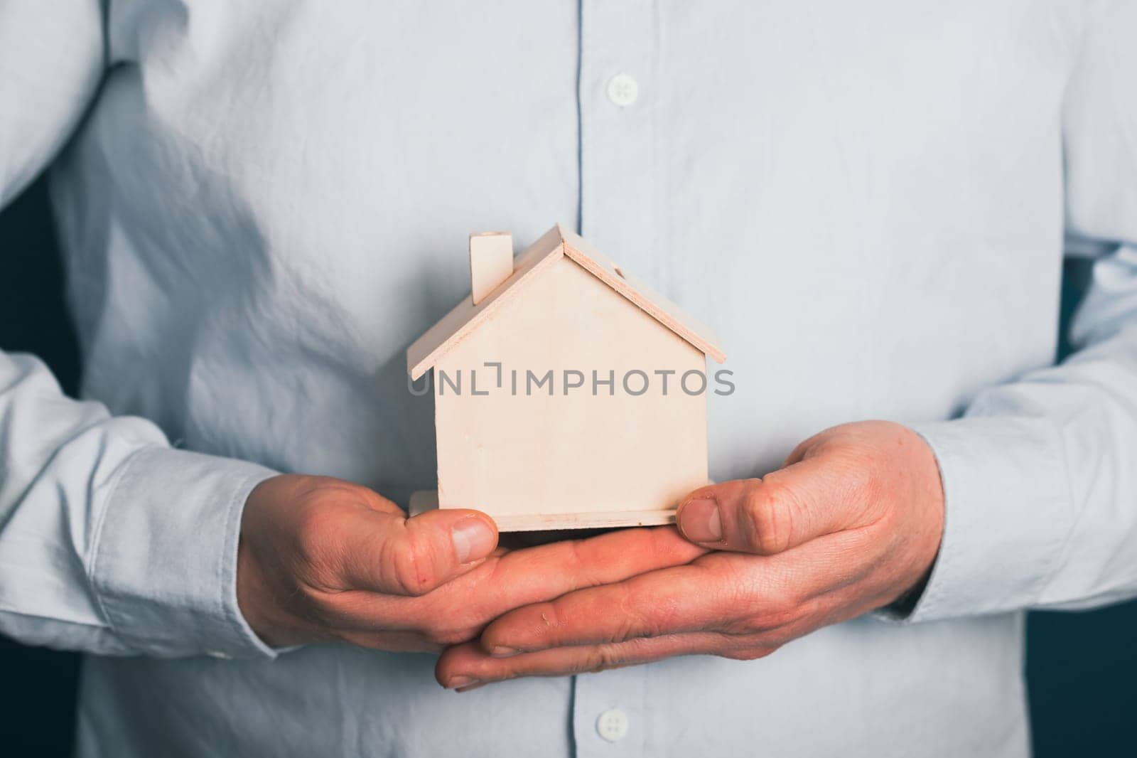 Real estate agent offer house. Property insurance and security concept.