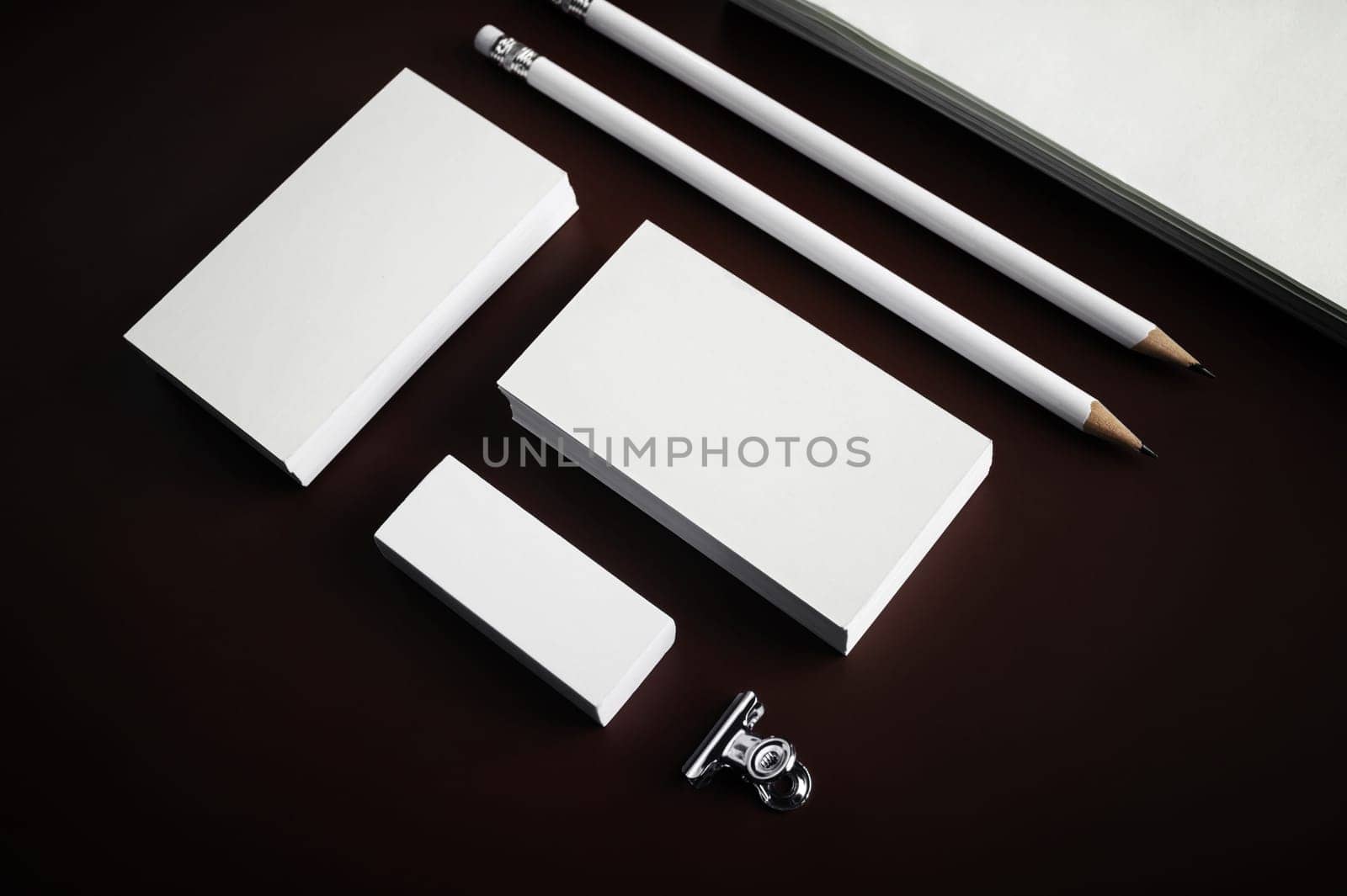 Photo of blank stationery set. Corporate identity mock up for placing your design.
