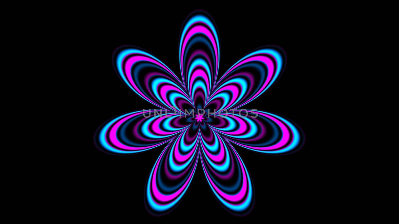 Illustration of Psychedelic flower shape over black