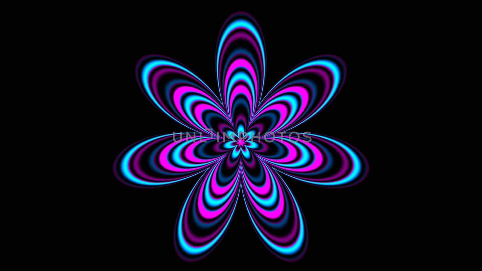 Illustration of Psychedelic flower shape over black