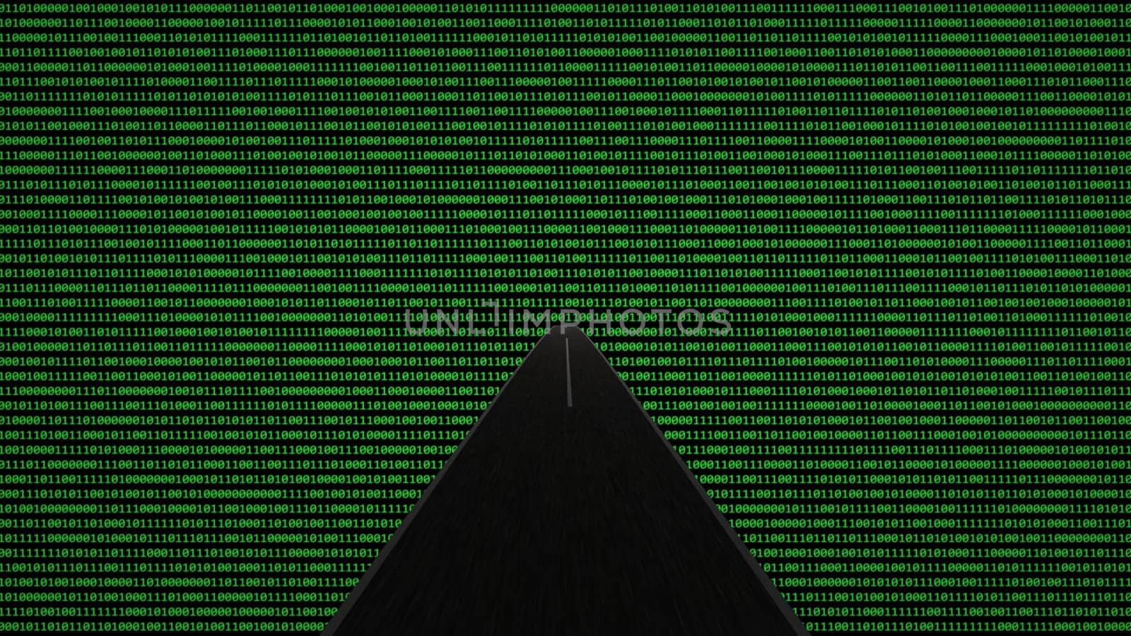 Driving into the digital world 3d illustration