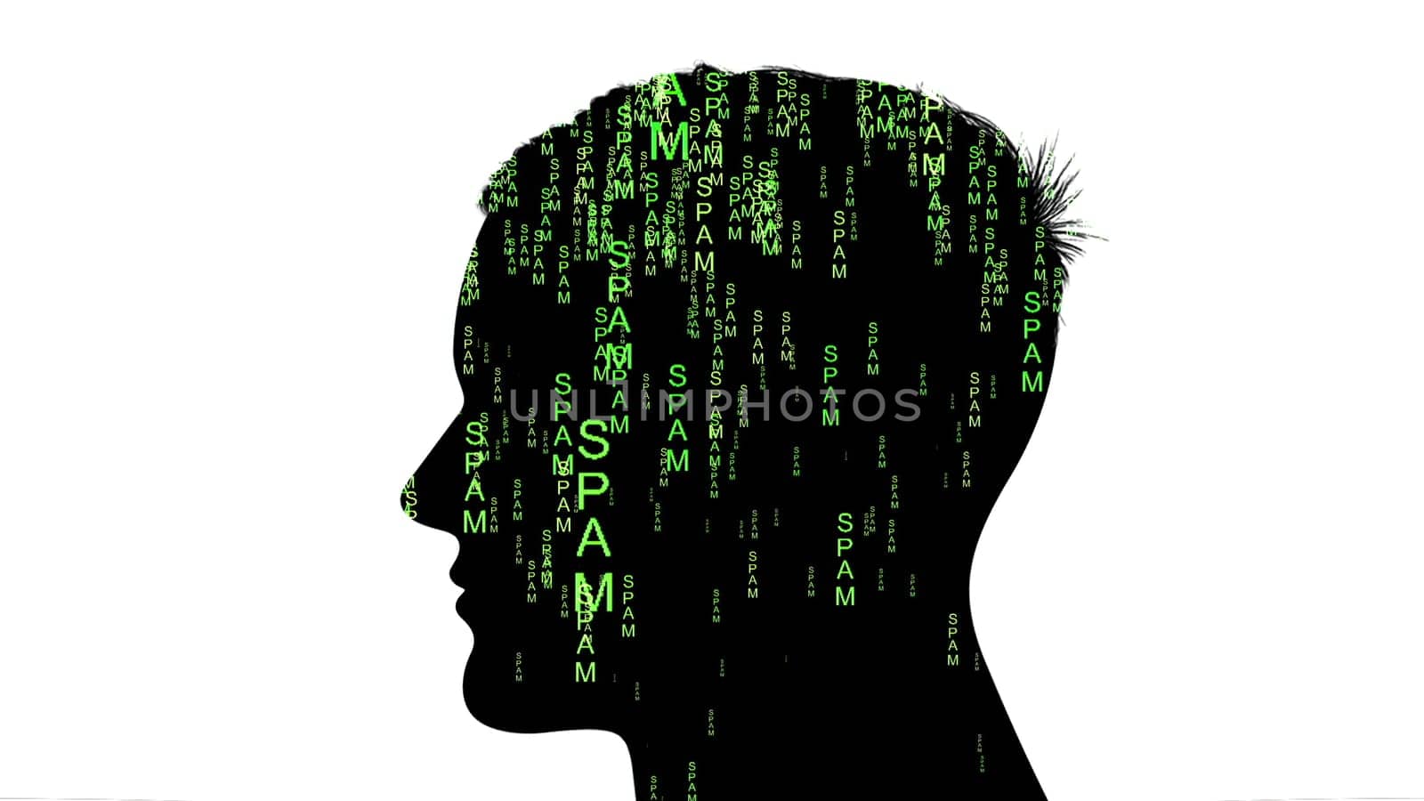 Silhouette of man spam data concept