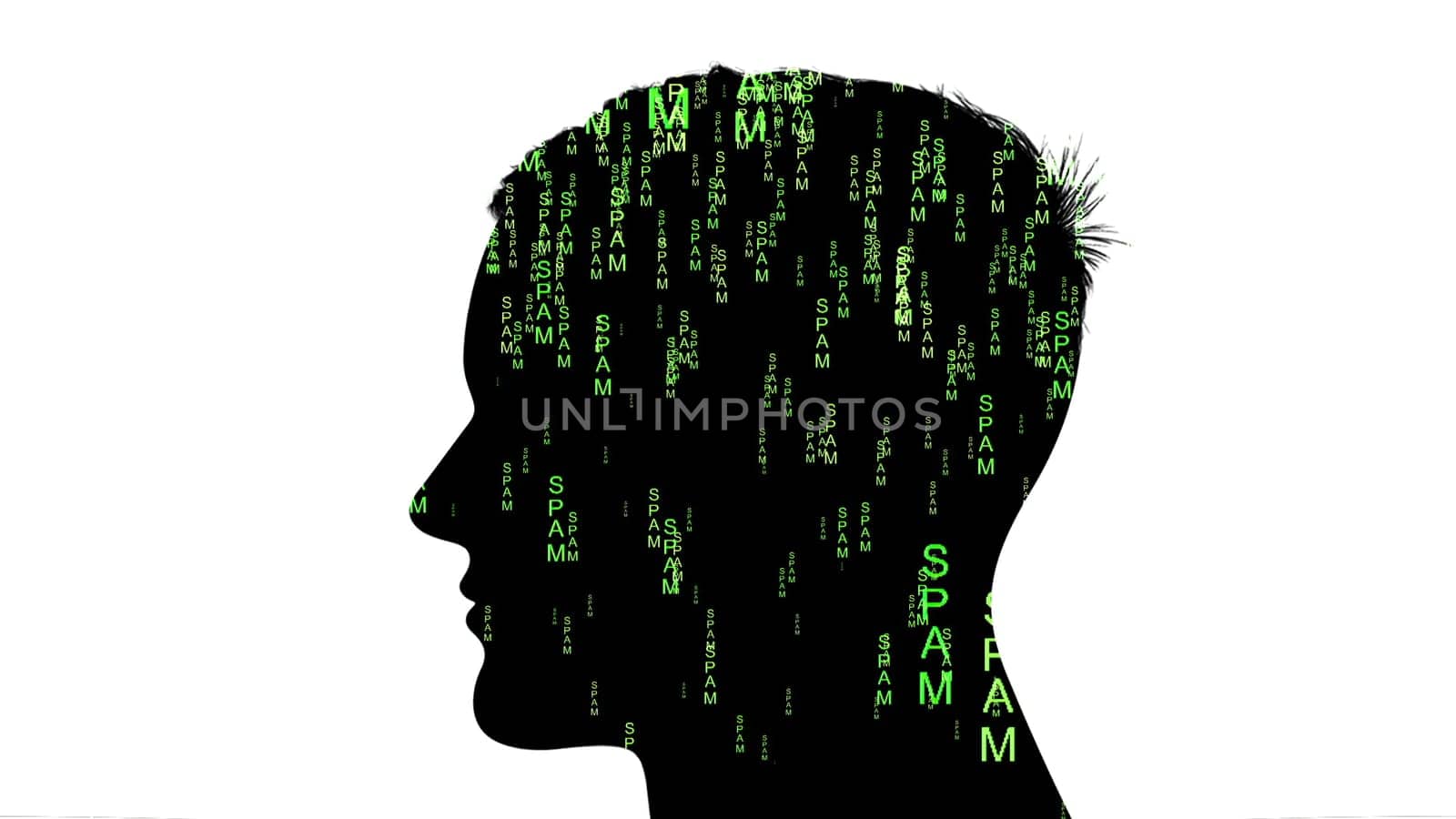 Silhouette of man spam data concept