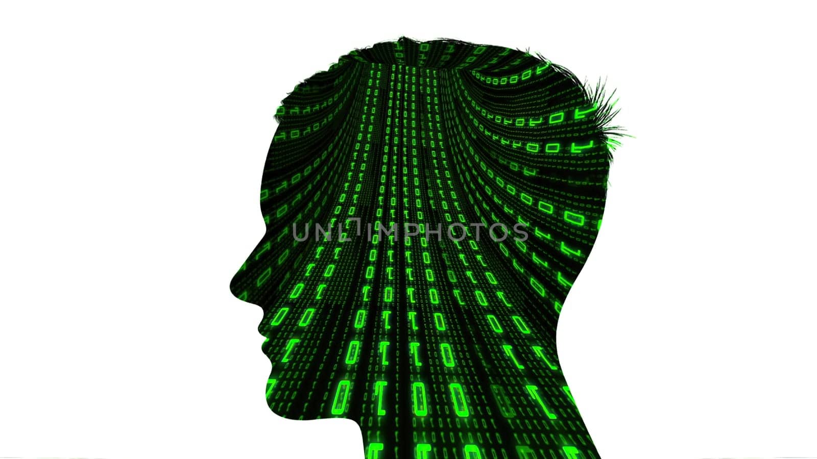 Silhouette of man binary data tunnel concept