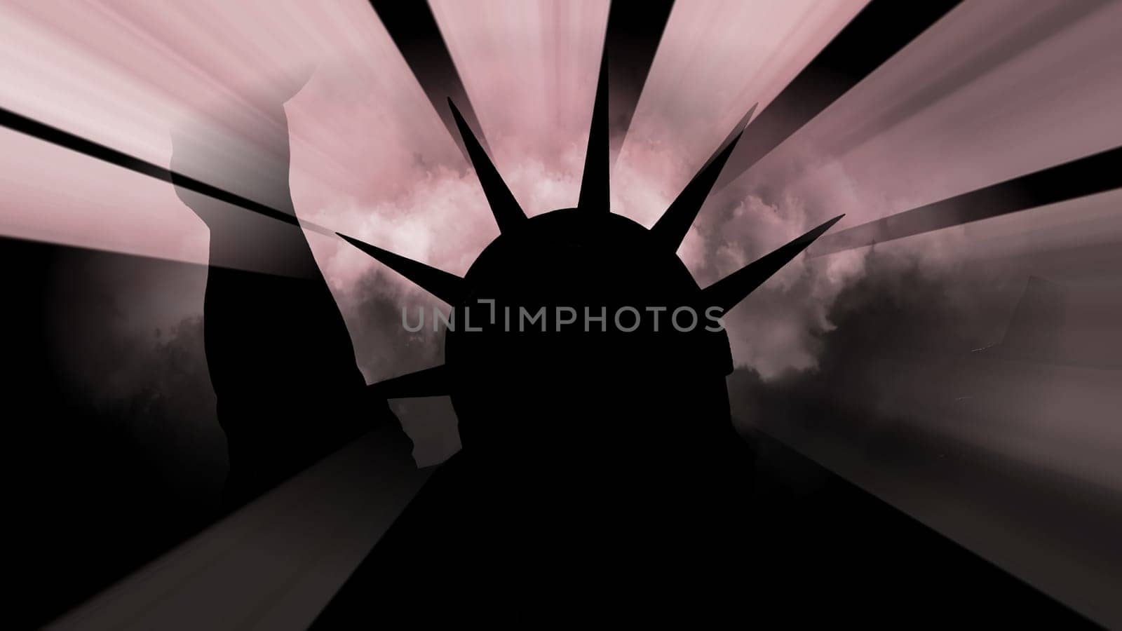 The Statue Of Liberty Of New York City Against Clouds and rays