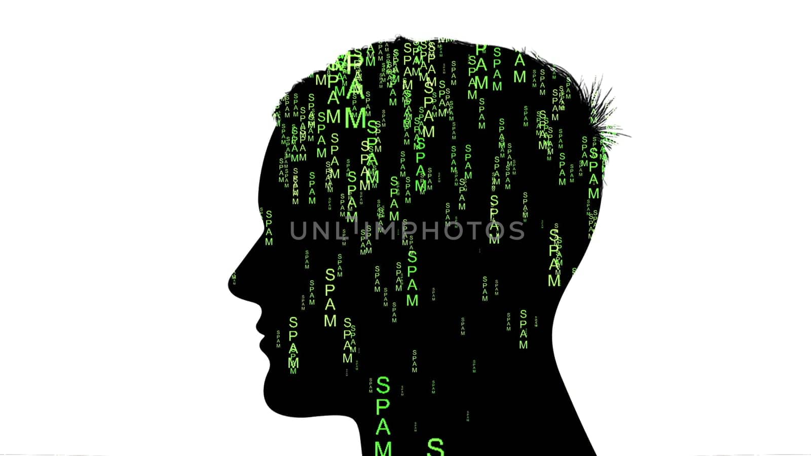 Silhouette of man spam data concept