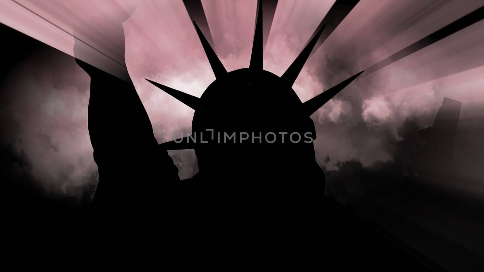 The Statue Of Liberty Of New York City Against Clouds and rays