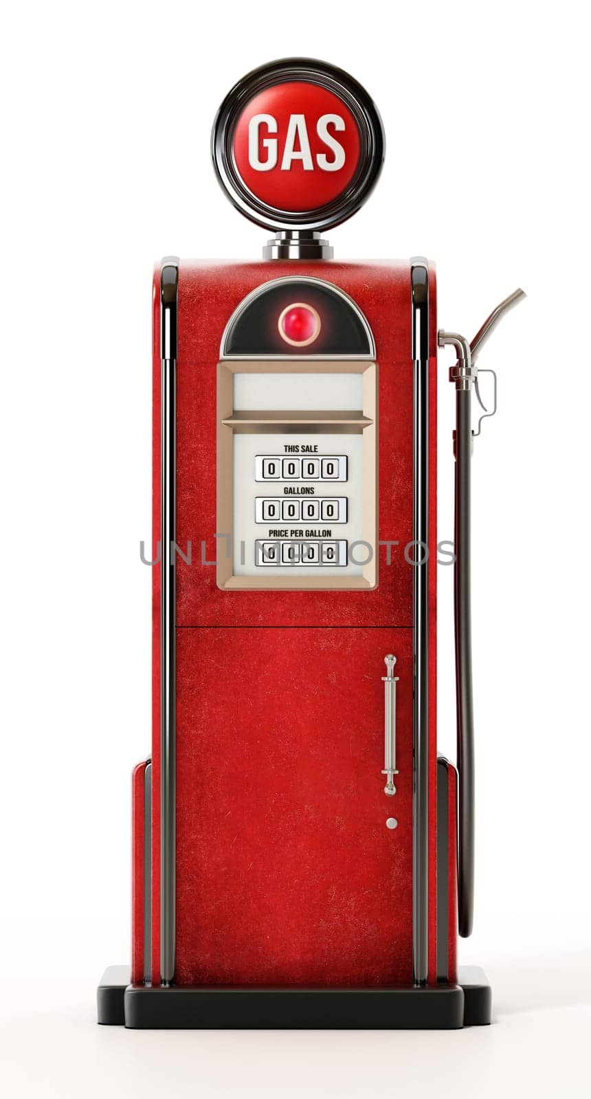 Retro fuel pump isolated on white background. 3D illustration.
