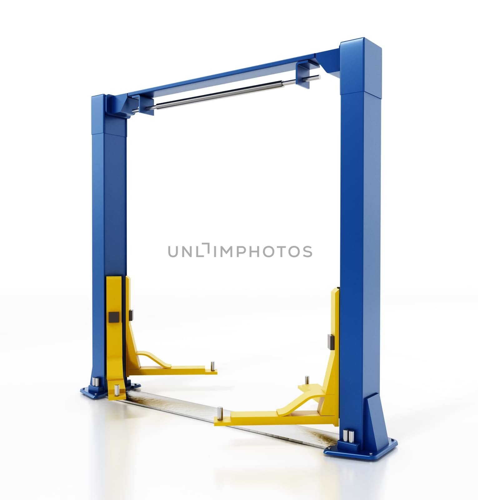 Car lift isolated on white background. 3D illustration.