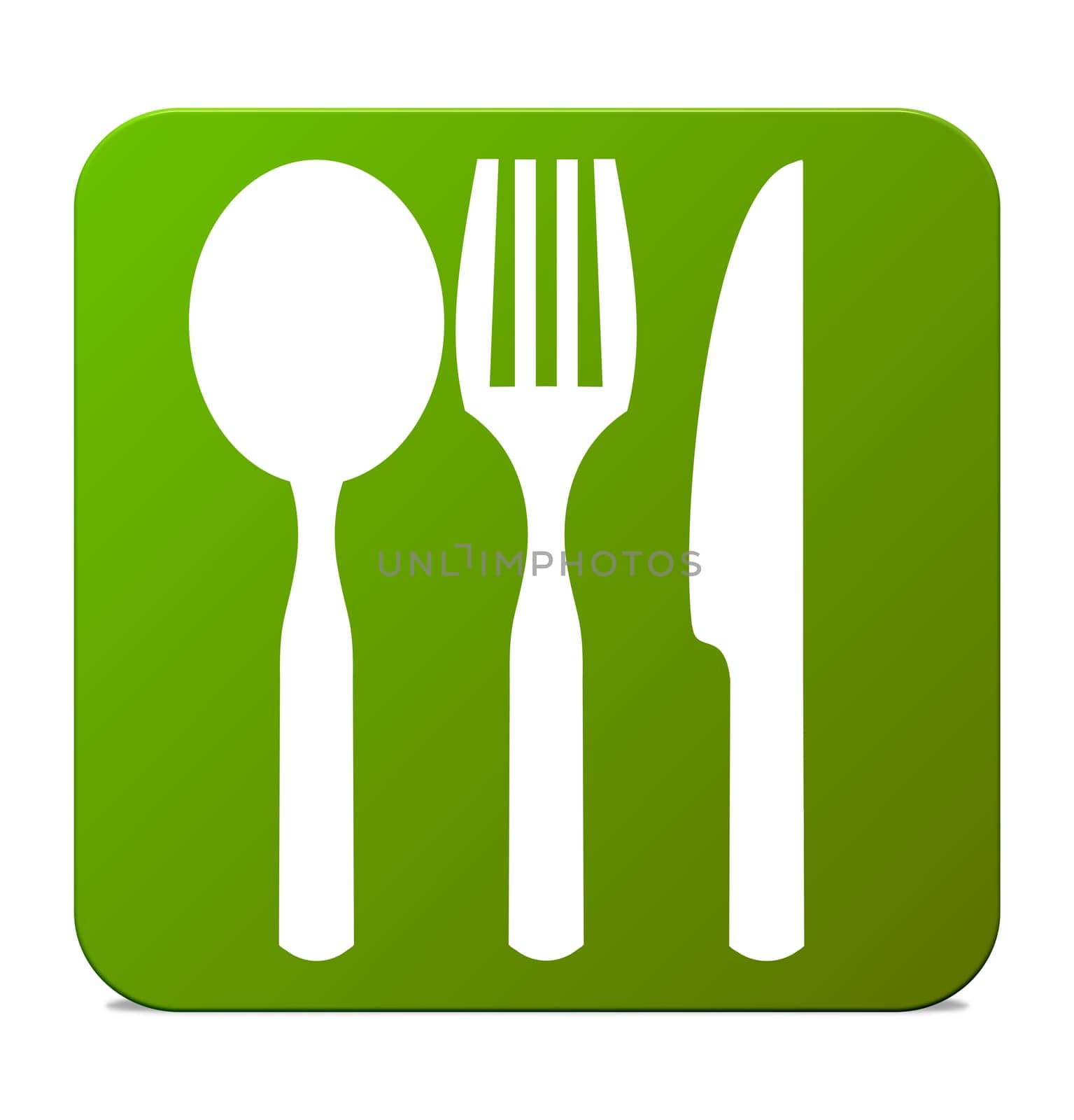 Green isolated Button: Restaurant or Dinner