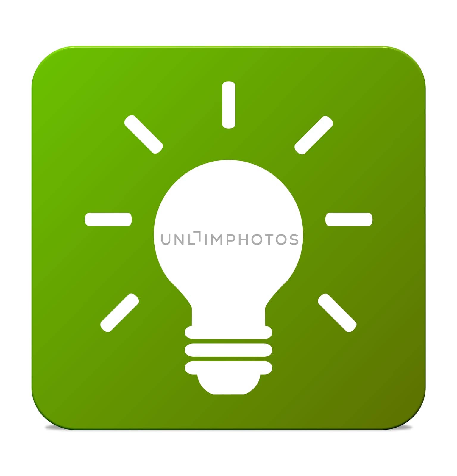 Green isolated Button: Light Bulb or Invention